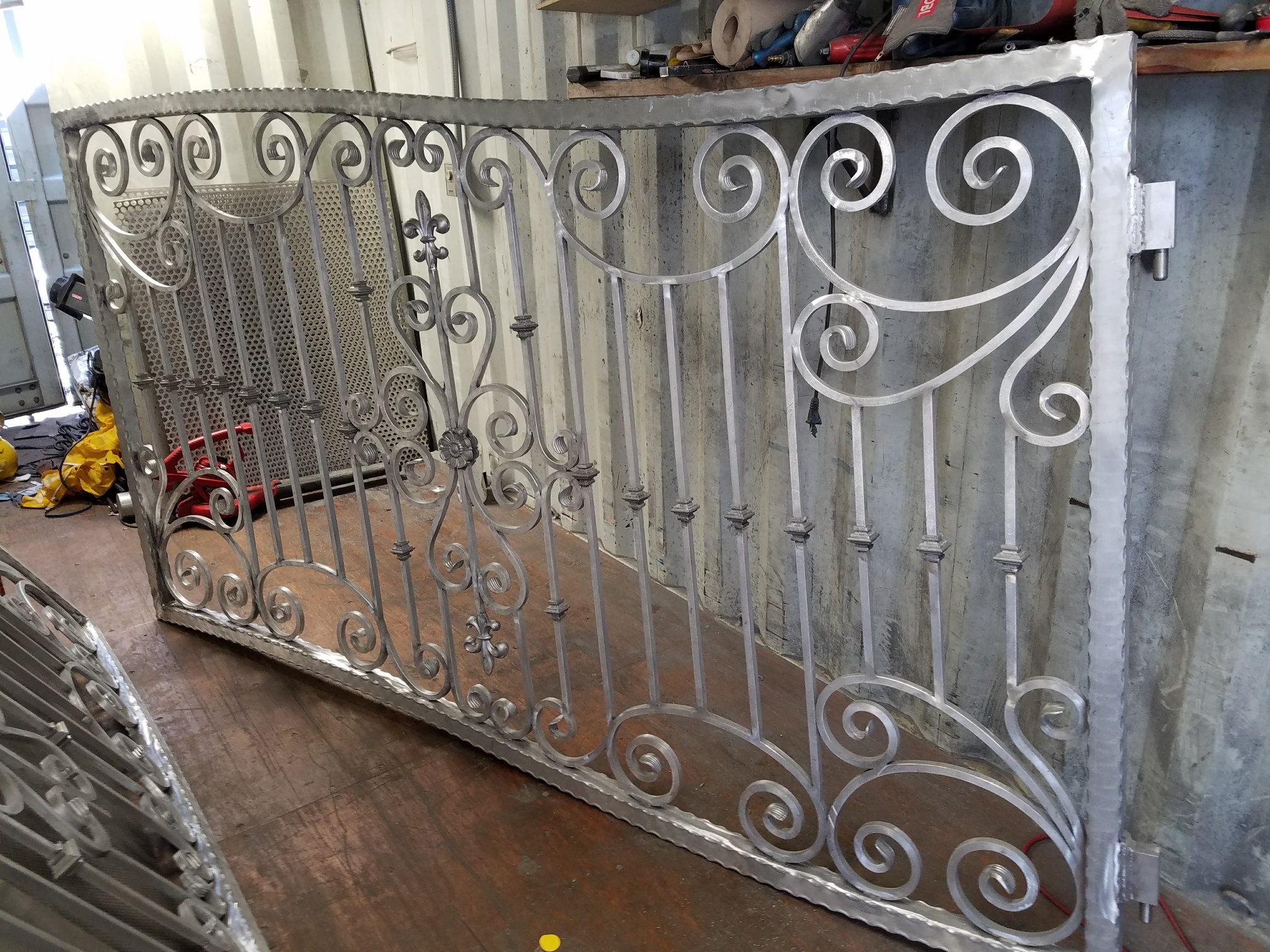 Custom Ornamental Aluminum Gate, Post Fabrication